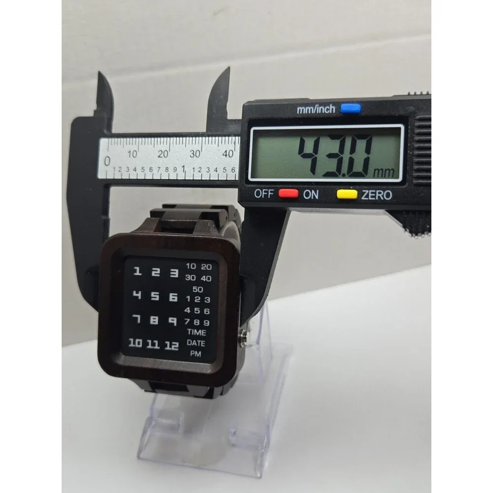BOBO BIRD Mens Digital Wooden Watch LED Binary Date Retro Dark Brown New Battery
